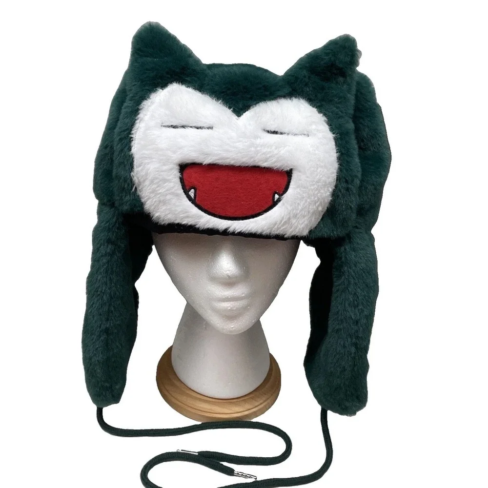Y2K Japanese Cartoon Anime Snorlax Hat Blue Ushanka Hat Cute Warm Winter Hat